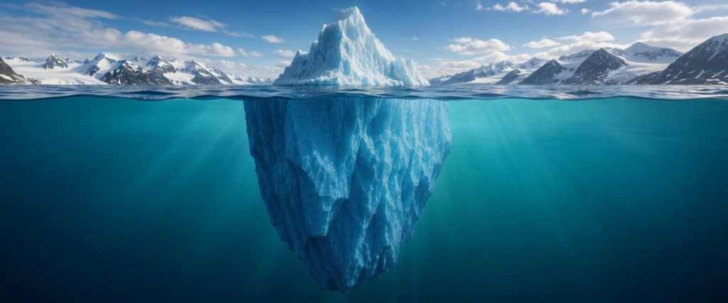 Concept art of an article about What Separates Good Advisors from the Rest—How to Choose an International Financial Advisor: iceberg (AI Art)