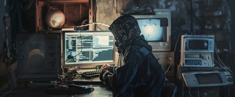 Concept art of an article about How To Put A Security Freeze On Your Credit Files: computer hacker (AI Art)