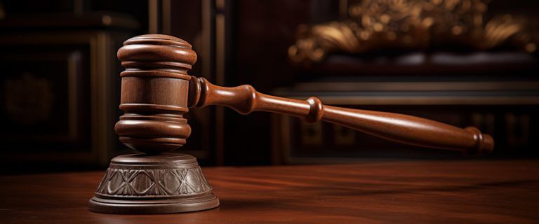 concept art for the sec vs grayscale filecoin trust court case: a judge's gavel (AI art)