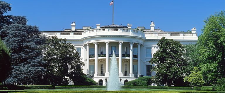 Concept art of an article about Trump Tariffs Dollar Decline: White House in Washington DC (AI Art)
