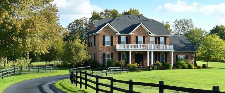 Concept art of an article about Wealth Preservation Strategies for Americans: American home on acreage with large fence (AI Art)