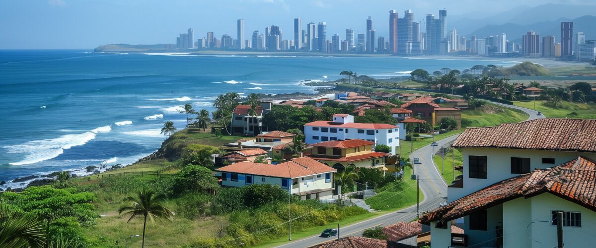 Concept art of an article about Moving to Panama from the US: view of Panama City (AI Art)