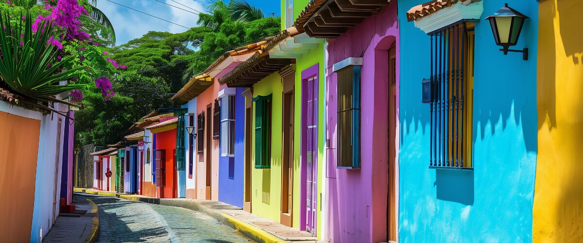Concept art of an article about Potential Threats to Puerto Rico’s Tax Cuts: colorful houses in Puerto Rico (AI Art)