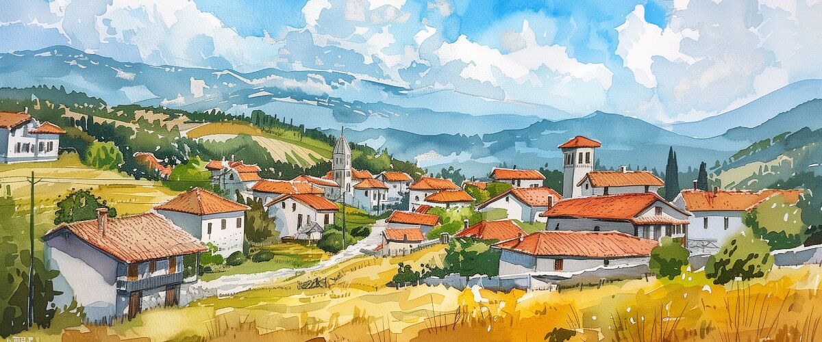 Concept art of an article about the cheapest Citizenship by Investment: watercolor painting of North Macedonia (AI Art)