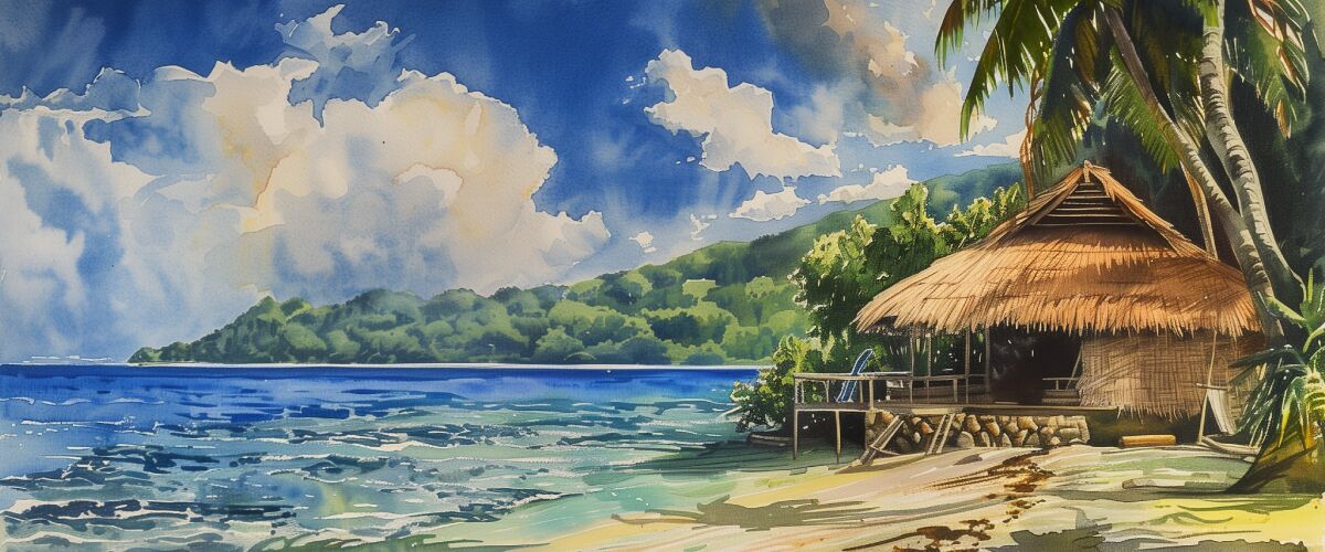 Concept art of an article about the cheapest Citizenship by Investment: watercolor painting of Vanuatu (AI Art)