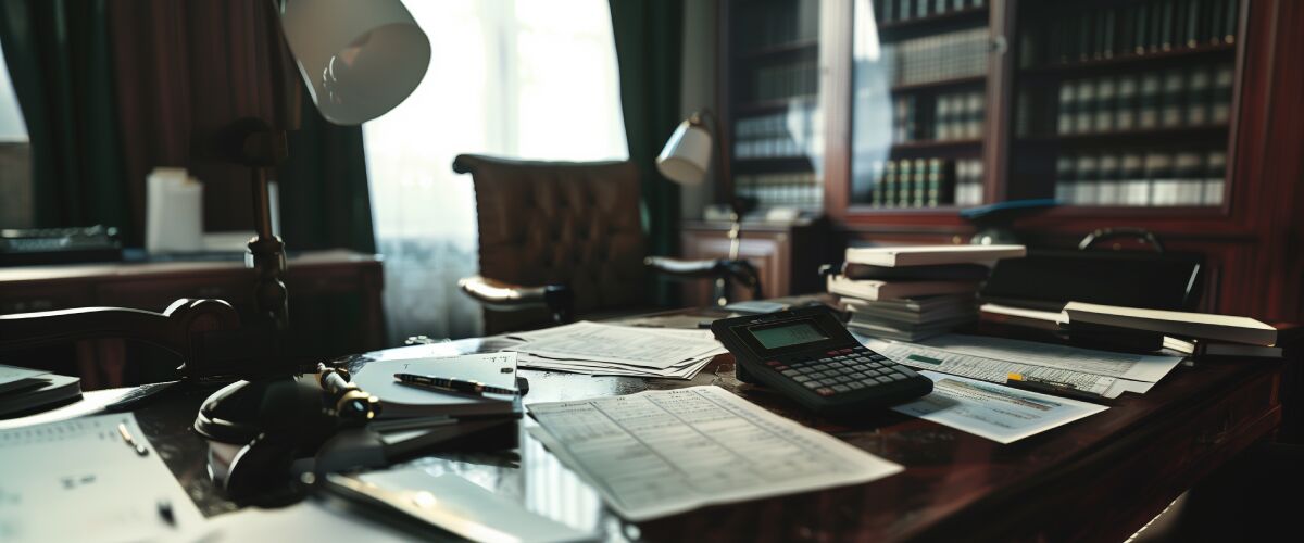 Concept art of an article about Inconsistencies in the IRS Expatriation Statistics: government office desk with paperwork (AI Art)