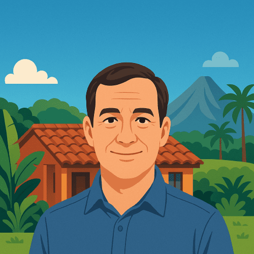 Concept art of a case study on property in Costa Rica with tropical landscaping (AI Art)