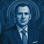 Art deco-style portrait of Mark Nestmann, founder of the Nestmann Group