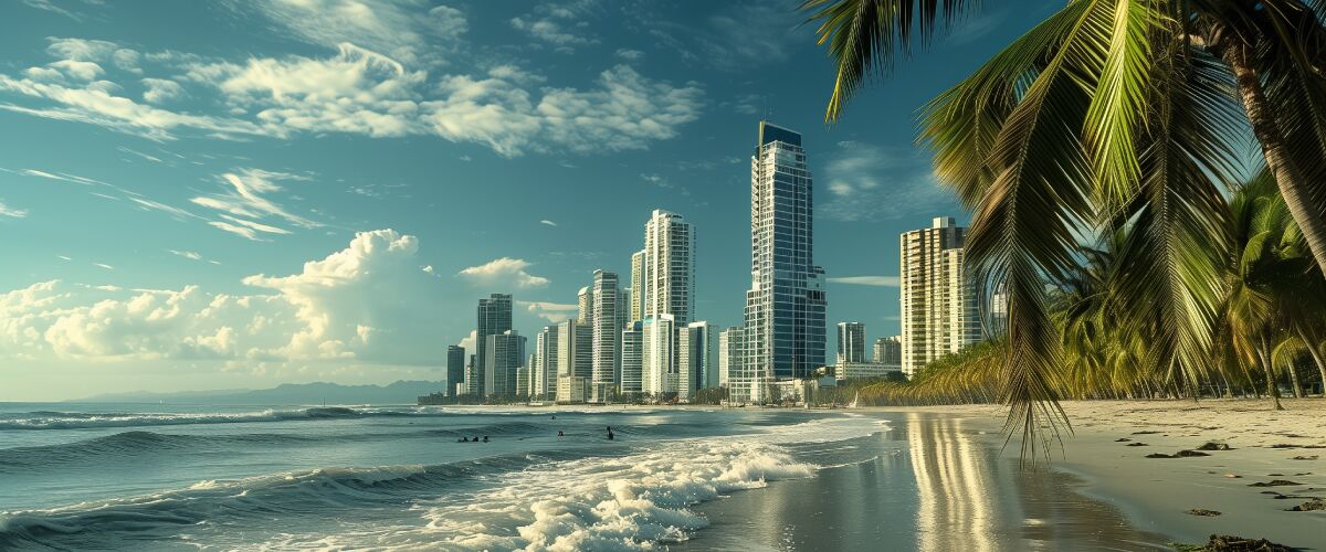 Concept art of an article about Panama Passport: skyline of Panama City (AI Art)