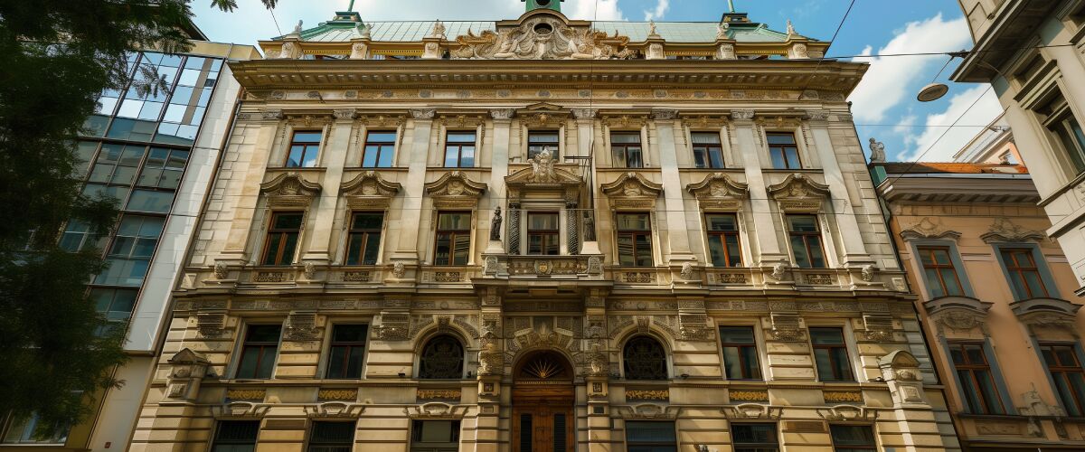 Concept art of an article about Dodd-Frank Act: bank building in Vienna, Austria (AI Art)