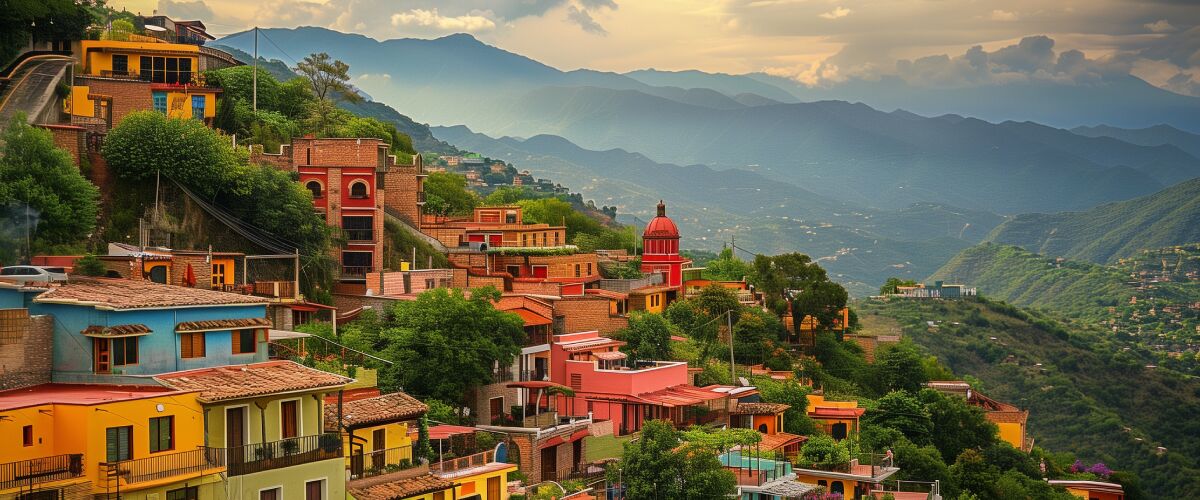 Concept art of an article about Mexico Passport Scam: colorful houses in a little village in Mexico (AI Art)