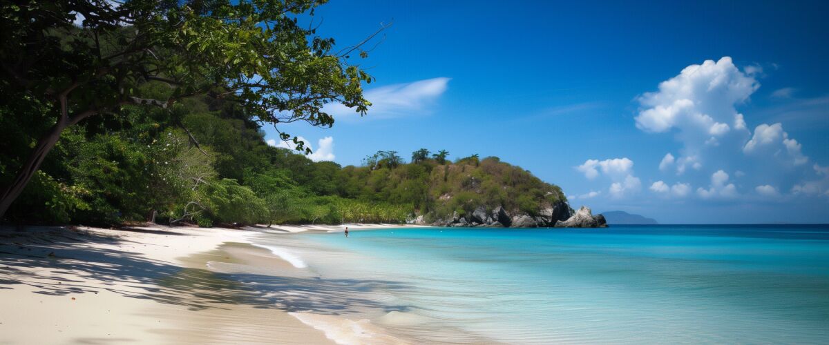 Concept art of an article about US Acknowledges Caribbean CBI Programs Are Legit beautiful beach in the Caribbean (AI Art)